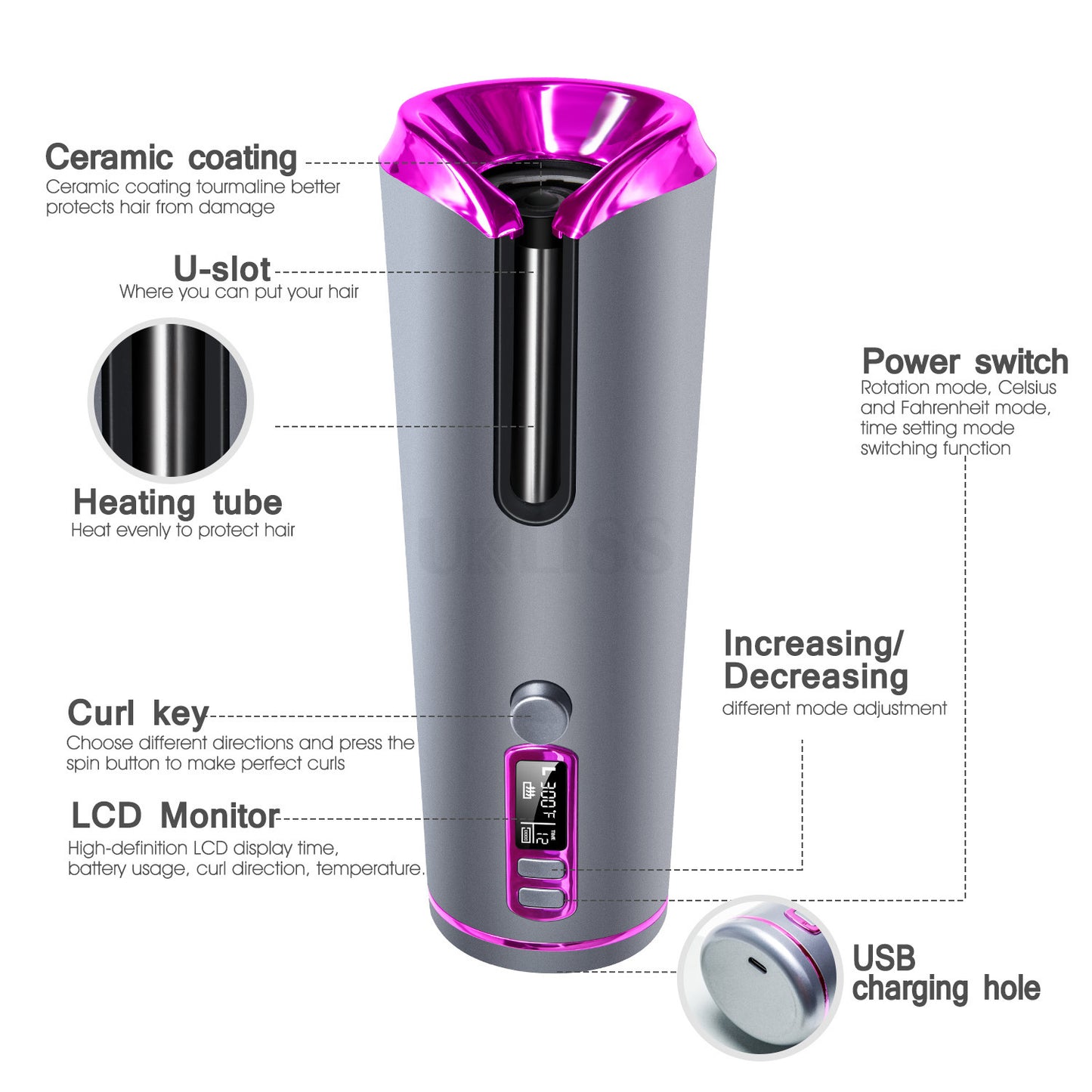 Hair Curling Iron Portable Automatic Hair Curling Iron Multifunctional Usb Charging