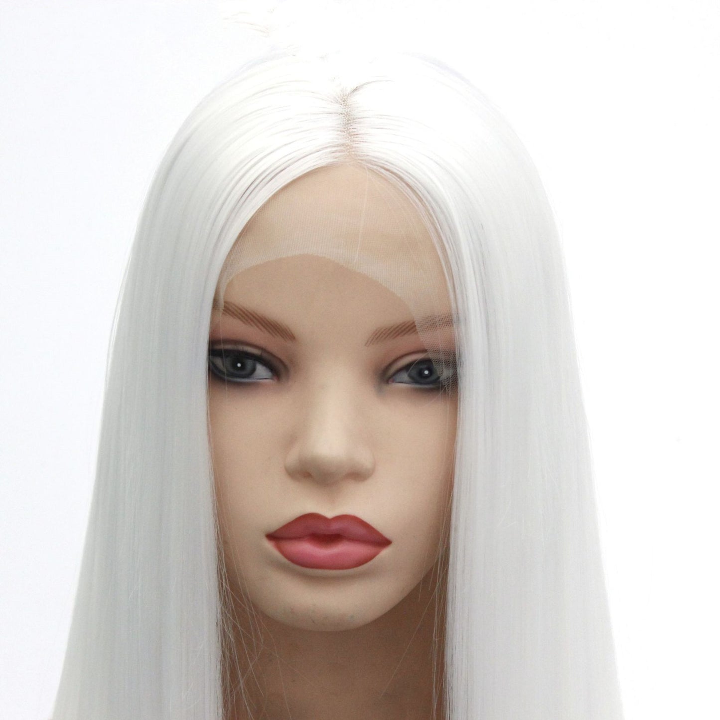 Wig European And American White Mid-Length Straight Hair