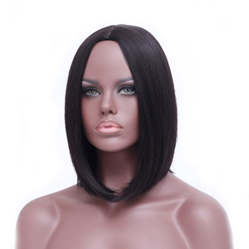 Mid-point black straight hair hood